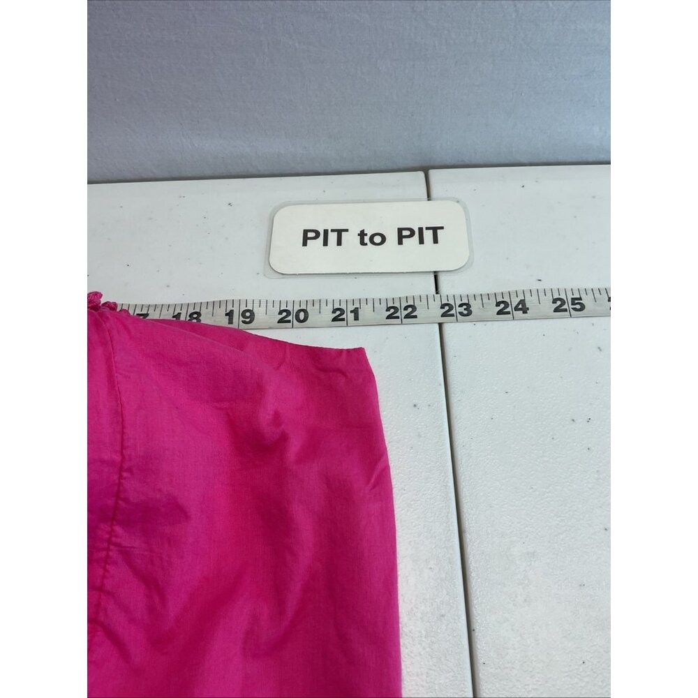 J. Crew Hot Pink Flutter Sleeve top Crochet Blouse Shirt‎ Womens Size M festive - Picture 5 of 9